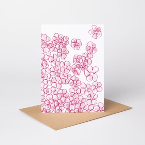 Rosa Geranien Karte | Bleistift Zeichnung Danke Karte | Claire Cain Blumenkunst | Personalisierte Blumenkarte