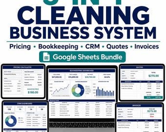Cleaning Business Spreadsheet Bundle | Pricing, Bookkeeping, CRM, Quotes & Invoices