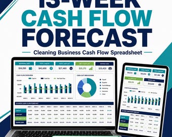 Cleaning Business Cash Flow Spreadsheet | 13-Week Forecast, Budget & Dashboard
