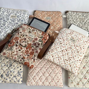 Kindle Sleeve for Kindle Quilted Sleeve for E-Reader Gift for Readers Quilted Kindle Sleeve with Removable Wristlet Strap Protective Padding