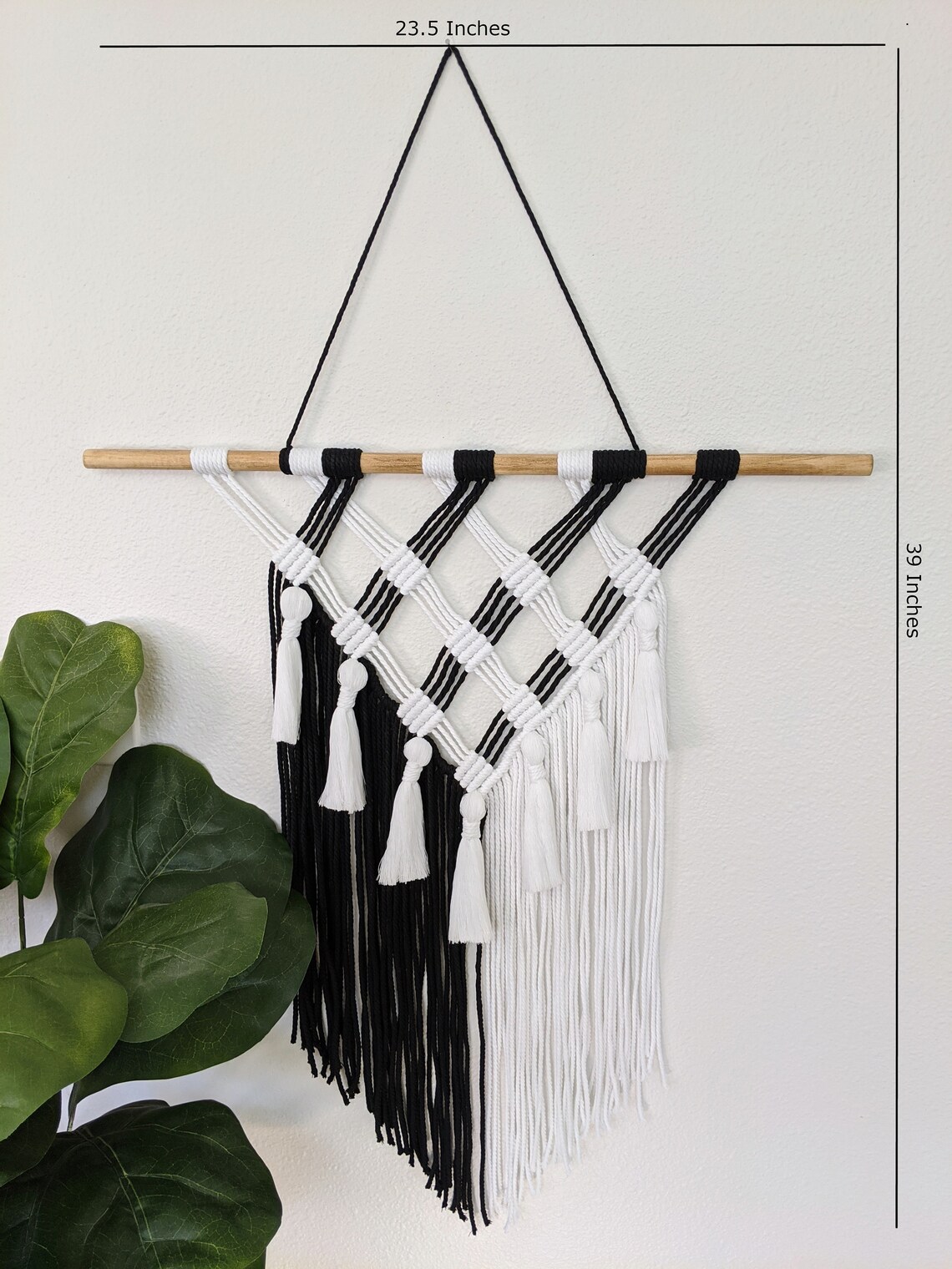 Macrame wall hanging Black and white macrame wall hanging Etsy
