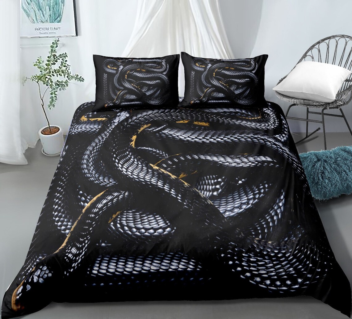 Snake three piece 3D printing Bedding Set/ luxury quilt cover/ Etsy