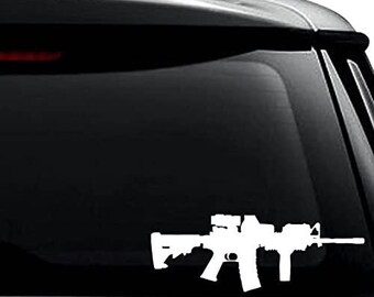 2 HOMELAND SECURITY DECALS Assault Riffle Stickers For Car Window Bumper
