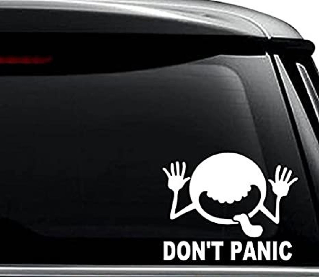  Hitchhiker's Guide to The Galaxy Don't Panic Black Decal Vinyl  Sticker, Cars Trucks Vans Walls Laptop, Black, 5.5 x 4 in