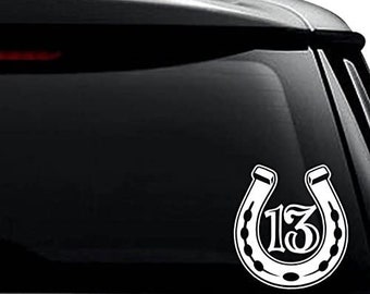 Lucky 13 Skull Decal Sticker CHOPPER BOBBER HOT RAT ROD Motorcycle Biker Trucker