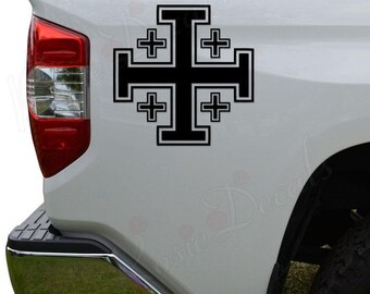 JINTORA Adesivi Auto Jerusalem Cross Crusaders Muslim - 99x99mm - Adesivi per Auto autoadesivi - Tuning Esterni - Sticker Decorativi Resistenti all'Acqua per Carrozzeria Finestrini