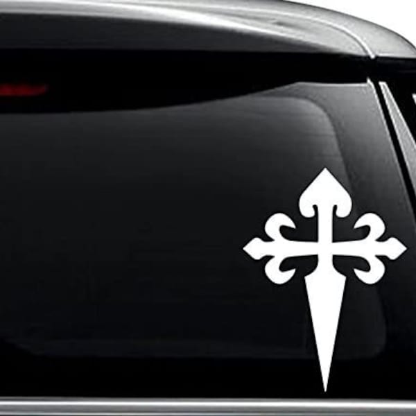 Saint James Santiago Cross Decal Sticker For Use On Laptop, Helmet, Car, Truck, Motorcycle, Windows, Bumper, Wall, and Decor