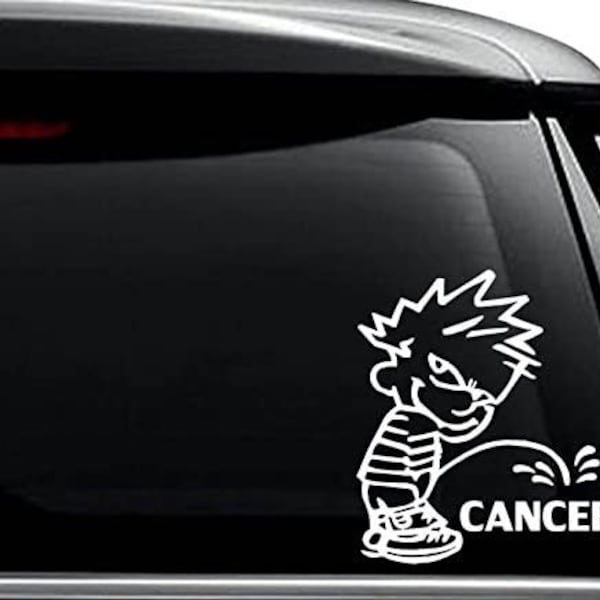 Piss Pee On Cancer Decal Sticker For Use On Laptop, Helmet, Car, Truck, Motorcycle, Windows, Bumper, Wall, and Decor