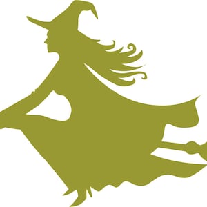 Witch Flying Broomstick Decal Sticker For Use On Laptop, Helmet, Car, Truck, Motorcycle, Windows, Bumper, Wall, and Decor