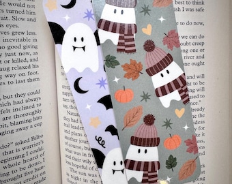 Fall Ghost Bookmark | Halloween Bookmark | Handmade Bookmarks| Bookworm Gift | Gifts for Readers | Bookish