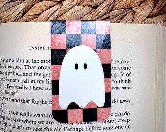 Checkered Ghost Magnetic Bookmark | Handmade Bookmarks| Bookworm Gift | Gifts for Readers | Bookish