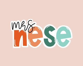 Personalized Teacher Name Sticker | Custom Teacher Name Sticker | Modern Color Pop Name Sticker