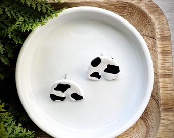 Cow Print Arch Stud | Polymer Clay Cow Stud | Polymer Clay Stud Earring