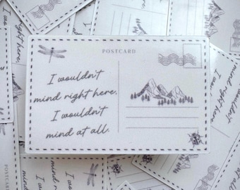 I Wouldn’t Mind Right Here Postcard Sticker | Vintage Folk Nature Sticker