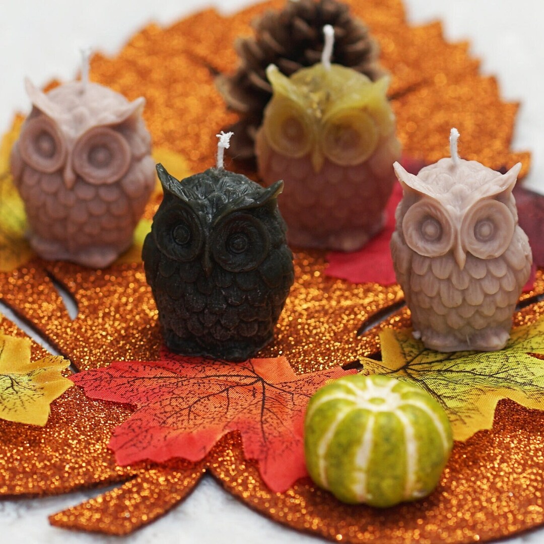 Owl Candle Pack of 4 Owl Candles Animal Motif Handmade Candles Gift