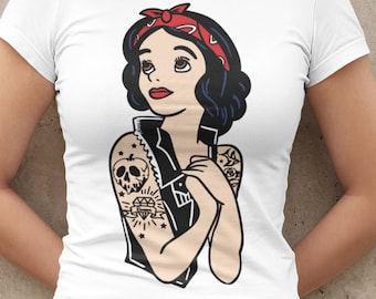 Twisted Punk Disney Rockabilly Snow White Tattoo Singlet T-Shirt Emo Pinup