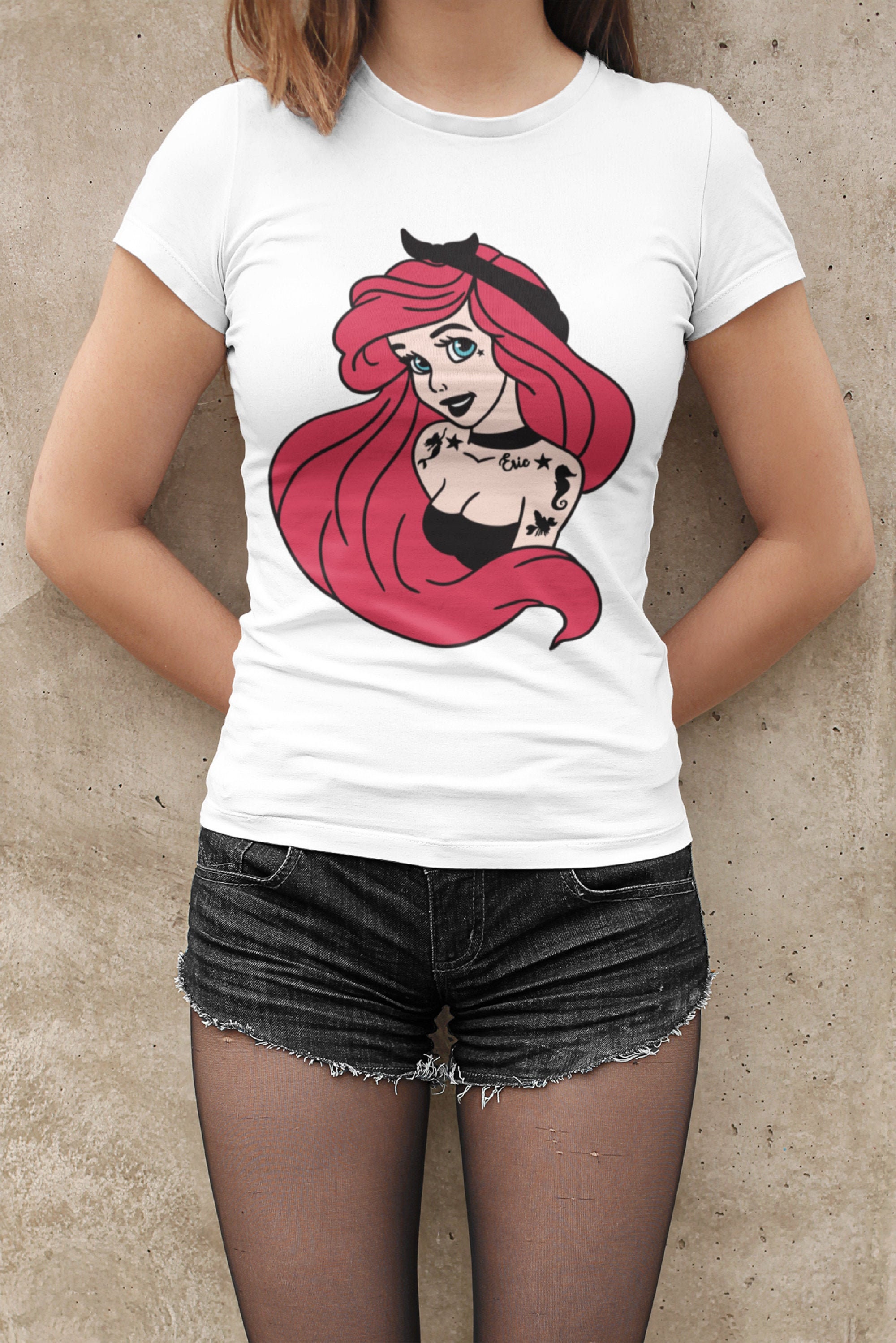 Punk Tattoo Ariel Disney Princess T Shirt Etsy Israel Punk Tattoo Ariel Disney Princess T Shirt Etsy Israel