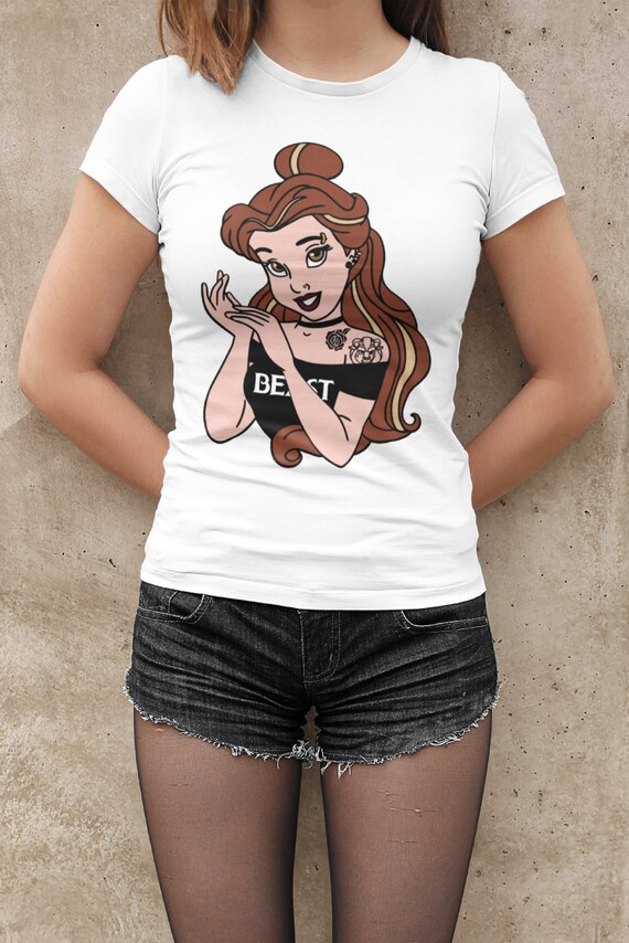 Punk Tattoo Belle Beauty And The Beast Disney Princess T Shirt Etsy Uk