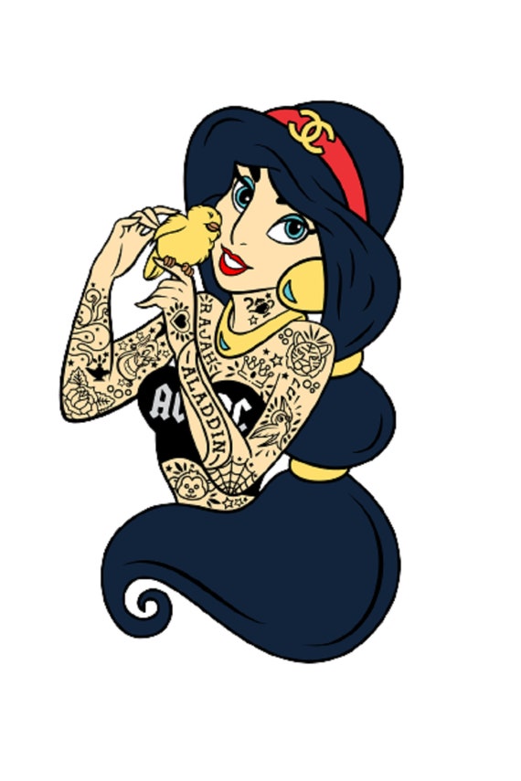 Tattoo Rocker Jasmine Disney Princess T-shirt Long Sleeve - Etsy Singapore