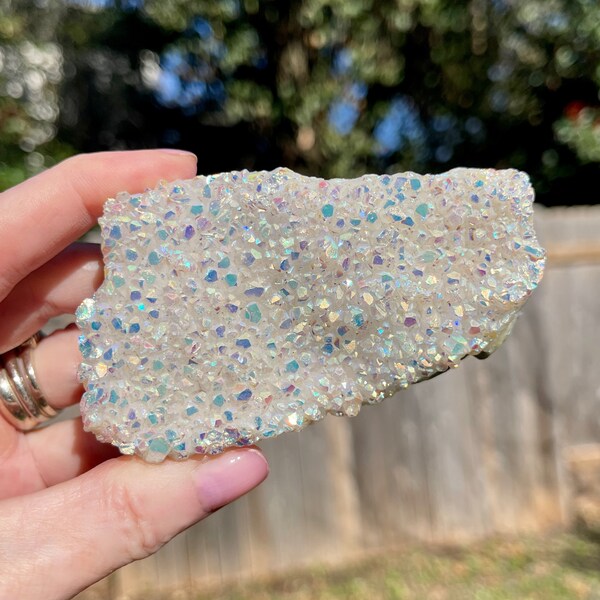 3 11/16" Sparkly Angel Aura Quartz Cluster, Aura Quartz Druzy Specimen (184gr. / 6.5oz.)