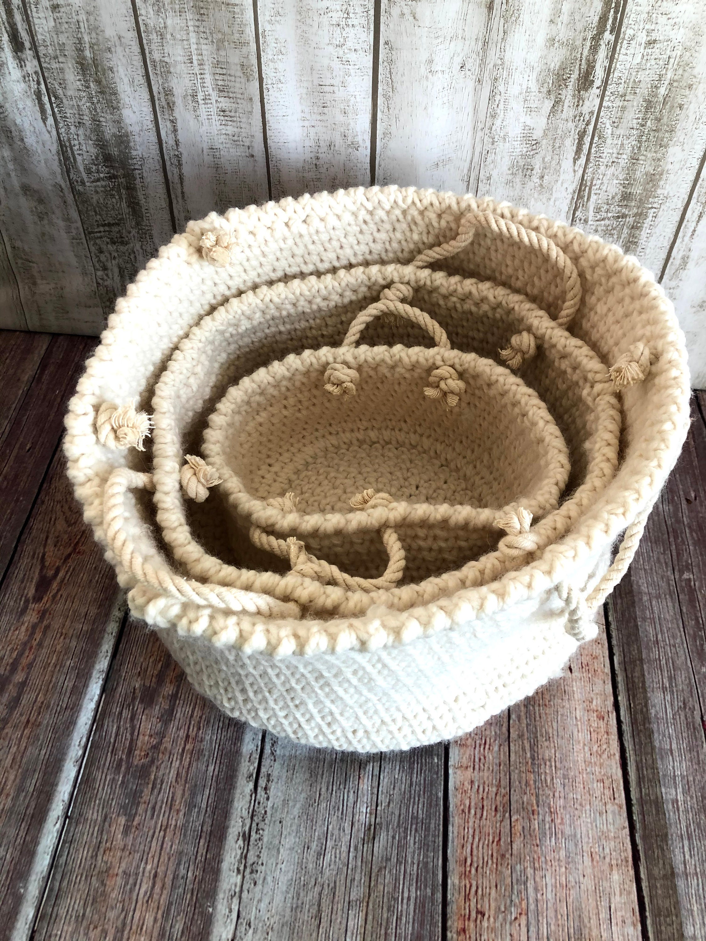 Nesting baskets set of 3 farmhouse boho minimalist blanket Etsy Italia