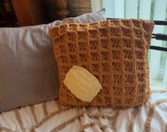 Waffle Throw Pillow | Waffle Stitch Pillow | Cozy Kitchen Decor | Cottagecore Home Accent | Handmade Food Pillow