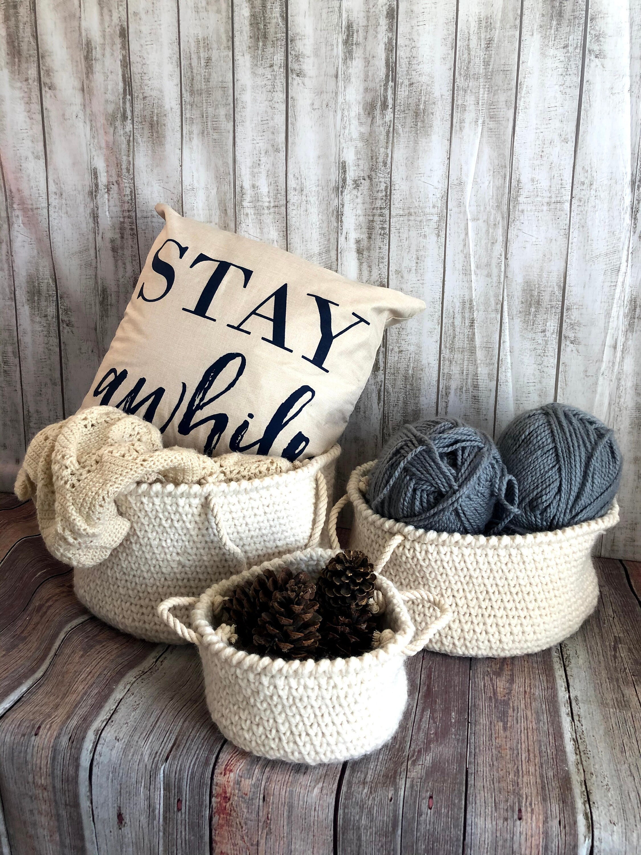 Nesting baskets set of 3 farmhouse boho minimalist blanket Etsy Italia