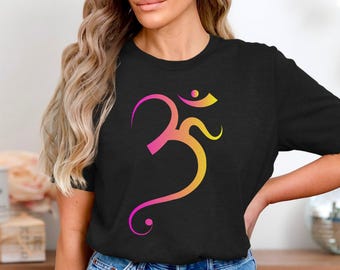 Om Symbol Spiritual Gradient Design Yoga T-Shirt Yoga Meditation Apparel