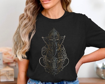 Camiseta con arte hindú de Ganesha: camiseta con diseño de simbolismo espiritual: amantes del yoga y Buda