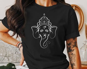 Camiseta de yoga con diseño sagrado minimalista de Ganesha: camiseta de arte espiritual hindú