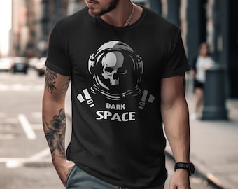 Skull Astronaut T-Shirt - Dark Space Art Tee - Gothic Space-Themed Shirt - Unique Sci-Fi Graphic Tee