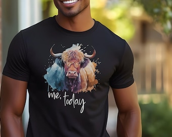 T-shirt aquarelle drôle de taureau - T-shirt expression sauvage rustique - T-shirt art animalier
