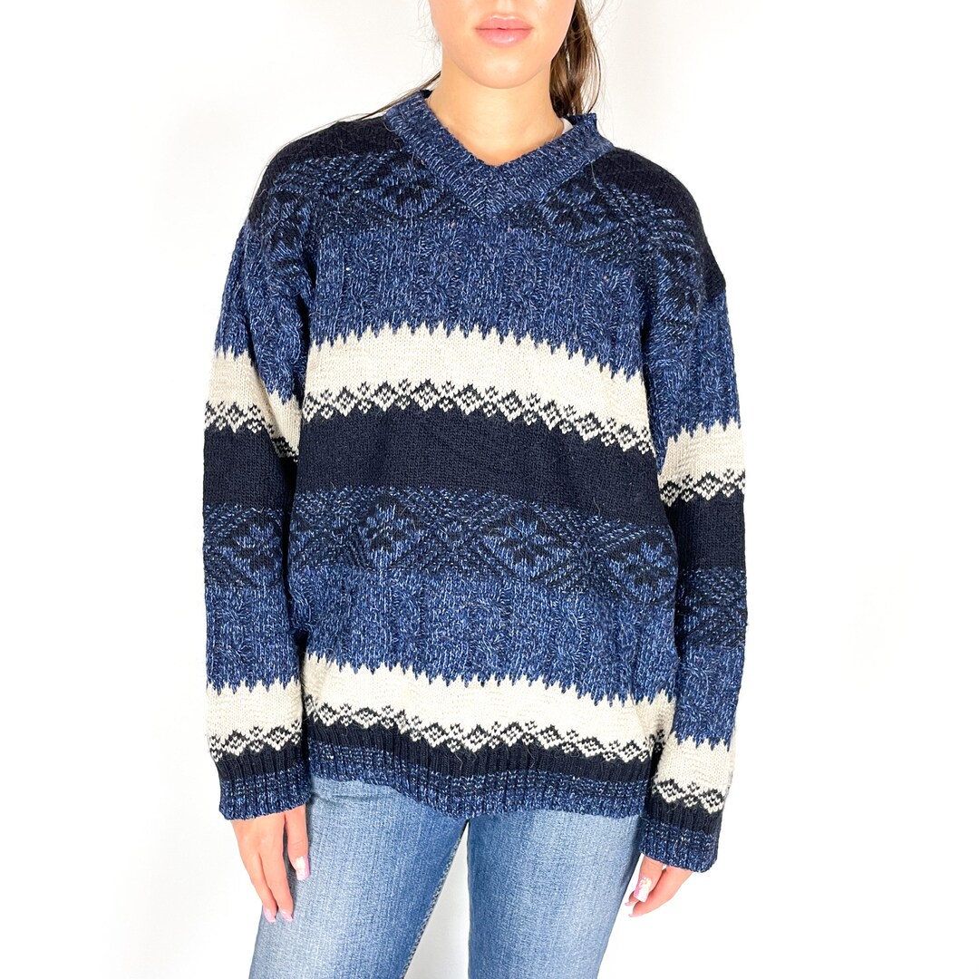 Vintage Striped Retro Jumper - Classic 80s 90s Knit Sweater, Cozy ...