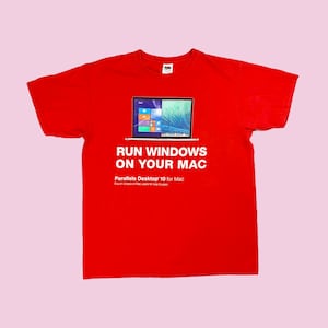 Parallelen Macbook Windows Vintage Computer Rot T-Shirt