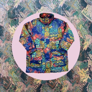 Vintage Abstract Jacket Colorful 80s Flowers