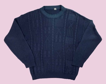 Vintage Dunkelblauer Pullover