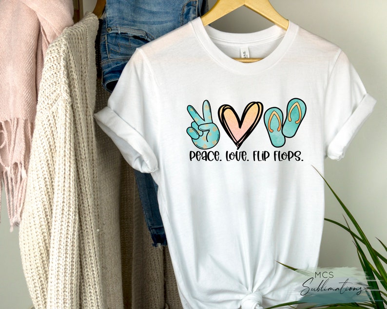 Summer Sublimation Transfer Peace Love Flip Flops Sublimation Transfer Flip Flops transfer Ready to Press Sublimation Transfer