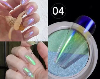 Aurora Chrome Nails Etsy