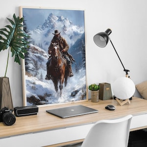 Arthur Morgan Riding Through Snowy Mountains | Red Dead Redemption 2 Digital Art Print | Instant Download