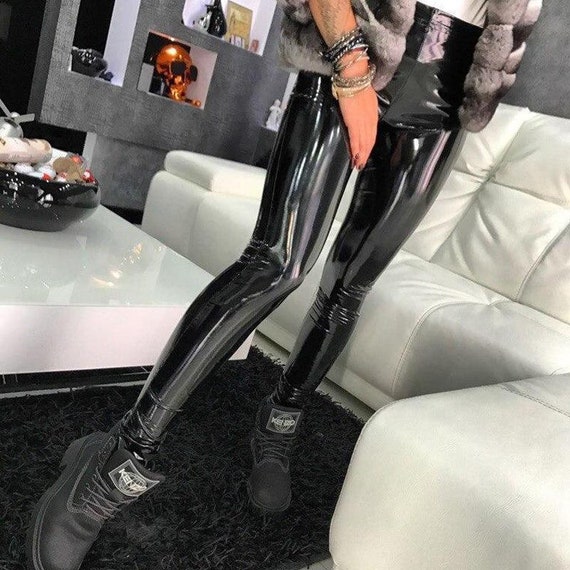 Leggings wet top look black