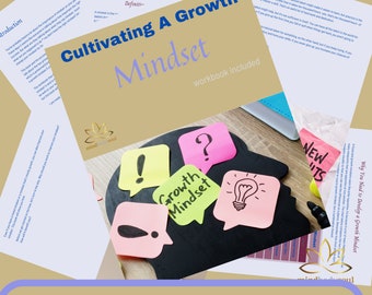 Growth Mindset Ebook/Workbook + Guided Meditation  - Made By Therapist with 30 + Years Experience - Done For You Content