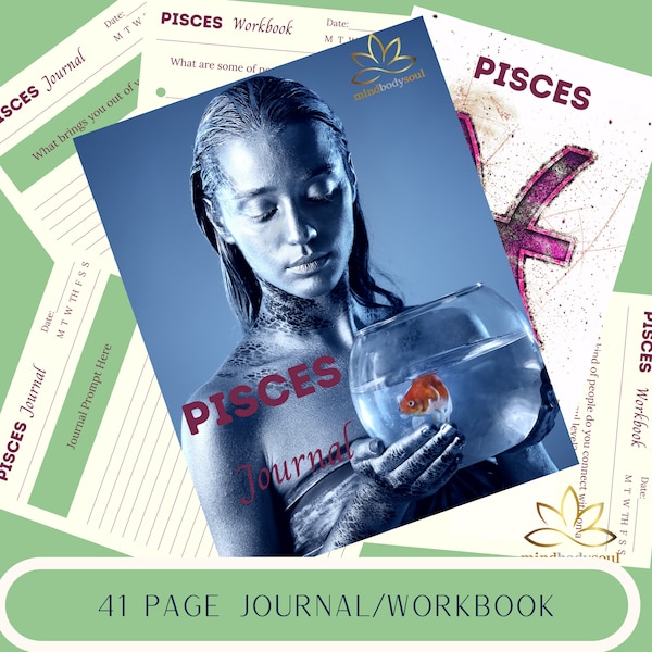 Pisces Astrology & Zodiac Pack - 41 Page Journal Workbook, Card Deck PLUS Zodiac eBook   For Yourself or Gift for a Friend