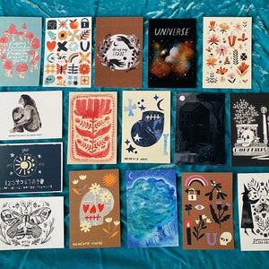 16 Packs combinés de cartes postales de conception mixte | Spooky Witch Fall Skull Dark