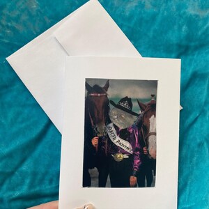 Carte de voeux vierge chat cheval princesse collage