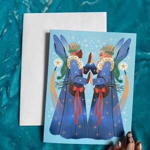 Blue Fairies Solstice Greeting Card
