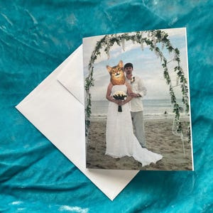 Carte de voeux vierge pour mariage avec collage de chats