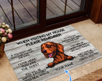 Vizsla Rug, Vizsla Mat, Vizsla Personalized Doormat, Visiting My House Rug, Gift For Dog Lovers, Dog Doormat, Home Decor, Funny Dog Mat