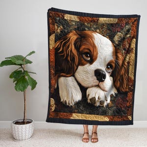 Cavalier King Charles Spaniel Blanket, Collie Dog Sherpa Blanket, Dog Fleece Blanket, Baby Blanket, Dog Lover Gift, Christmas Gift