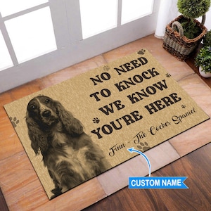 Personalized Cocker Spaniel Doormat, Cocker Spaniel Rug, No Need To Knock, Perfect Gift For Dog Lovers, Dog Rug,Mat For Home Decor,Funny Mat