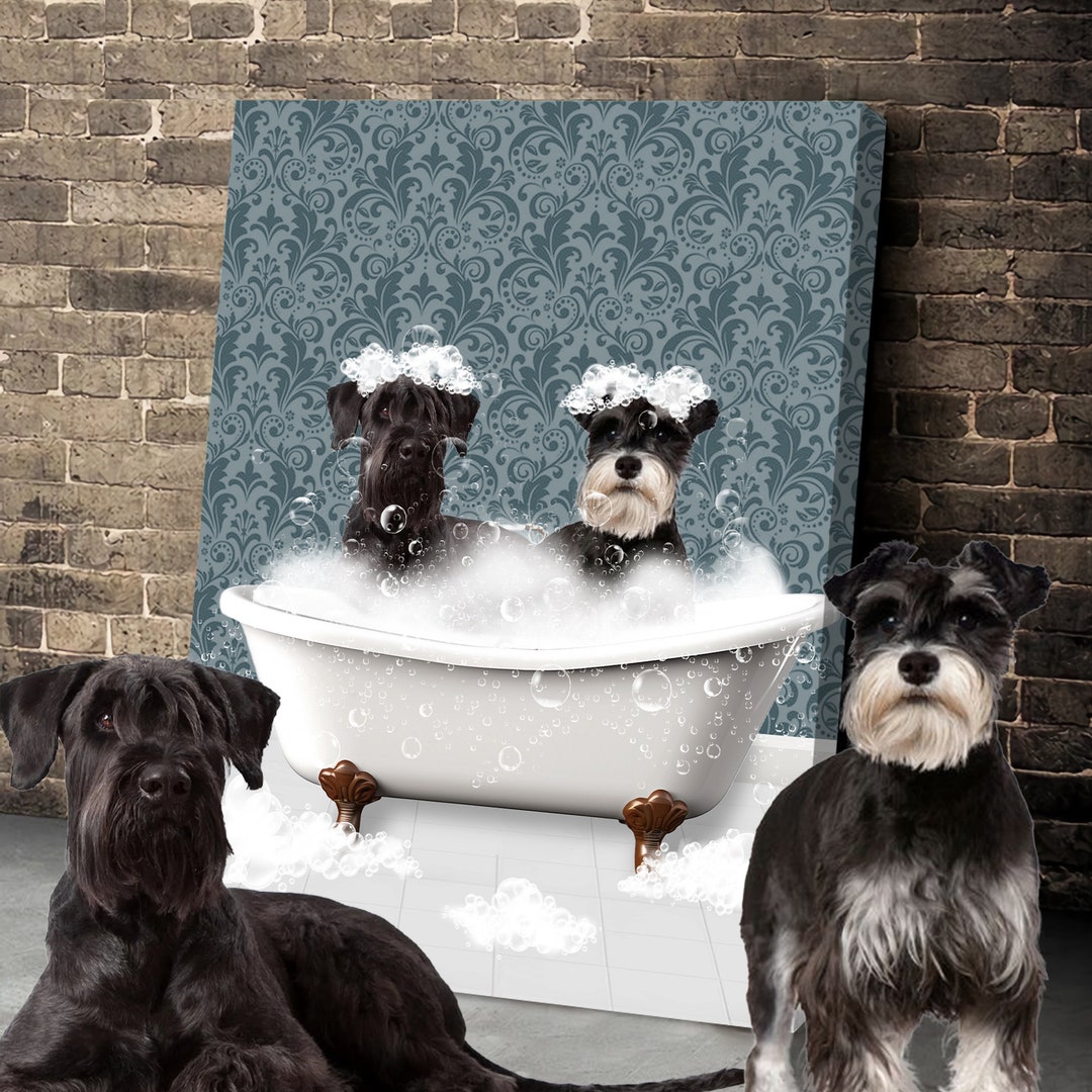 Personalized Cat Dog in Bathtub, Custom Pet Portrait From Photo, Custom ...